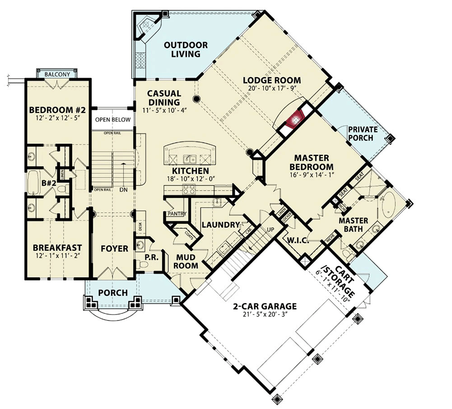 Plan 15695GE: Rustic Lodge Home Plan - Floor Plan - Main Level - Craftsman, Mountain, Rustic