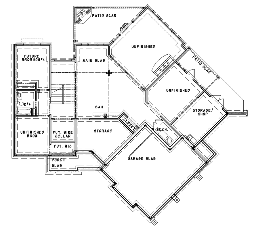 Plan 15695GE: Rustic Lodge Home Plan - Floor Plan - Unfinished Basement  - Craftsman, Mountain, Rustic