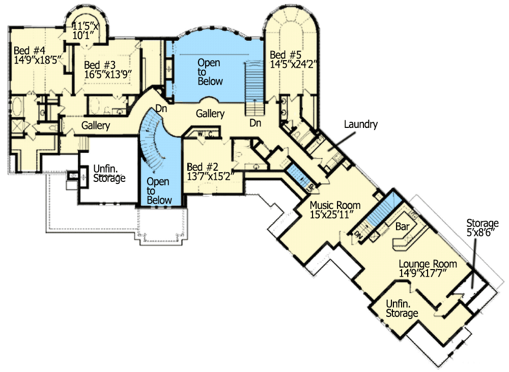 Plan 15700GE: Luxury Estate with Upper Lounge - Floor Plan - 2nd Floor - European, Traditional