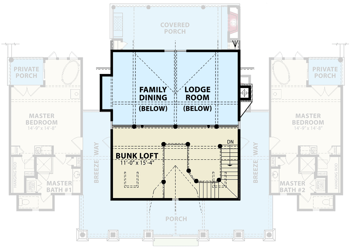 Plan 15705GE: Arts and Crafts House Plan with Great Symmetry and 2 Master Bedrooms - 1873 Sq Ft - Floor Plan - Optional - Cottage, Country, Farmhouse, Mountain, Rustic