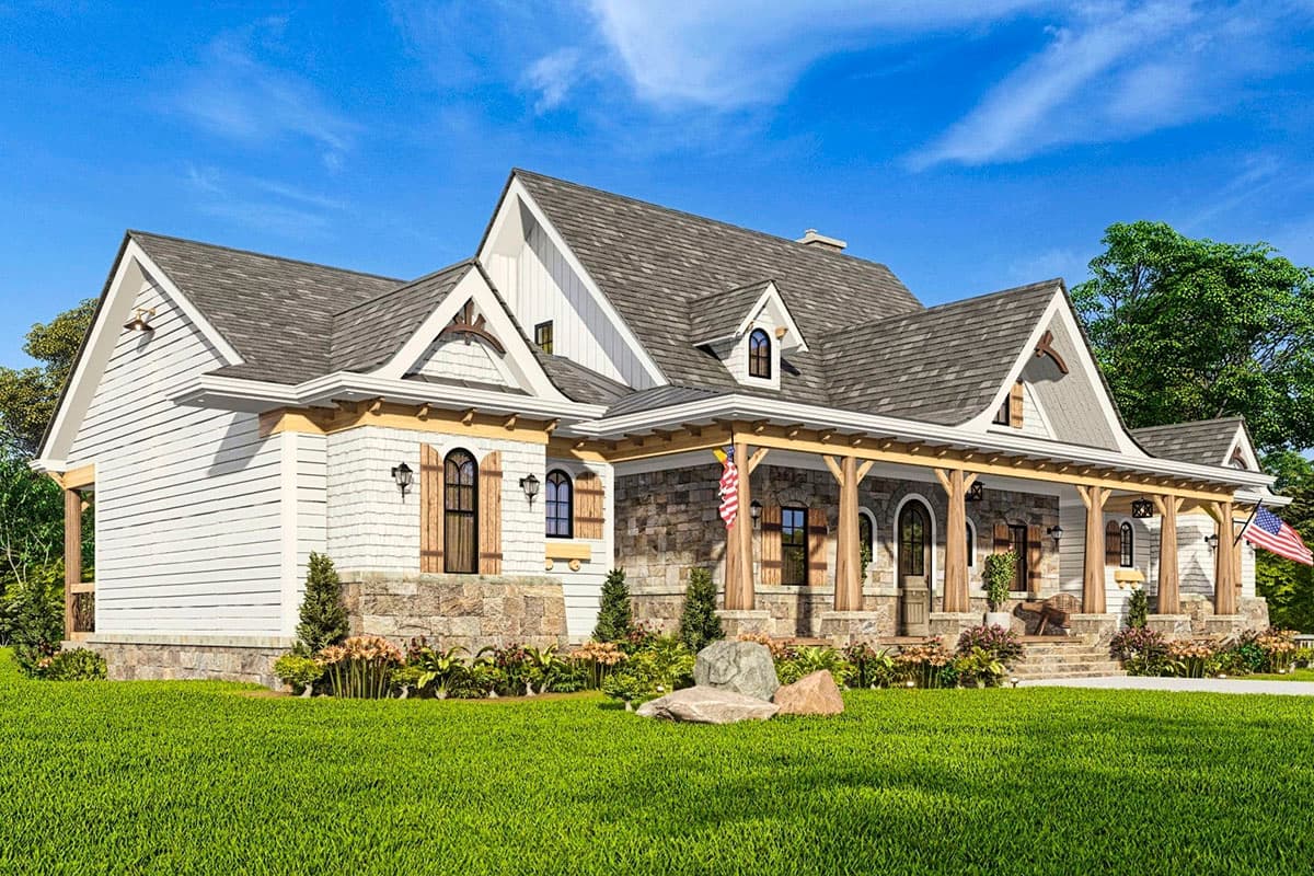 Plan 15705GE: Arts and Crafts House Plan with Great Symmetry and 2 Master Bedrooms - 1873 Sq Ft - Image #8 - Cottage, Country, Farmhouse, Mountain, Rustic