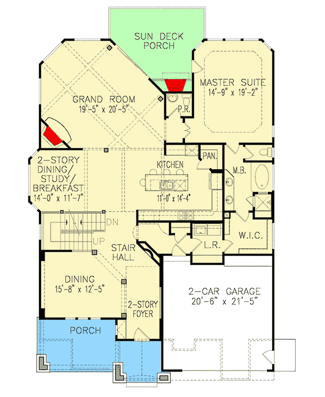 Plan 15719GE: Craftsman Home Plan with Overlooks - Floor Plan - Main Level - Cottage, Craftsman, Northwest