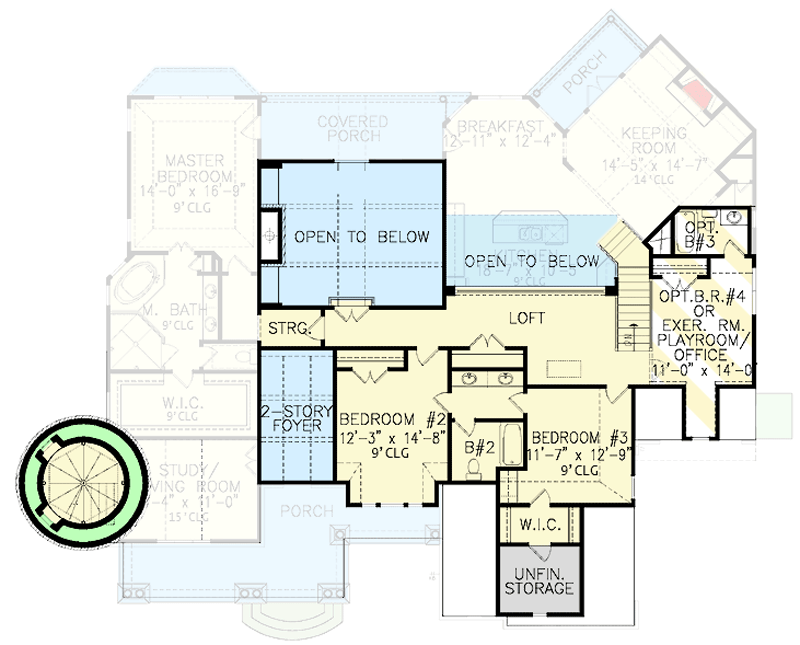 Plan 15722GE: Shingle Style Home Plan with Lighthouse - Floor Plan - 2nd Floor - Coastal, Craftsman, New American, Shingle