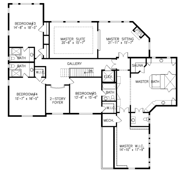 Plan 15757GE: Luxurious Mountain Lodge - Floor Plan - 2nd Floor - Craftsman, Mountain, Northwest