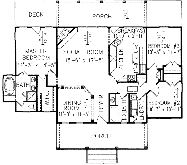 Plan 15795GE: Low Country Sweetheart - Floor Plan - Main Level - Country, Low Country, Southern