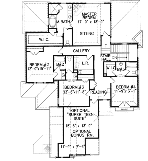 Plan 15796GE: 5 Bedrooms and Side Courtyard - Floor Plan - 2nd Floor - European, Traditional
