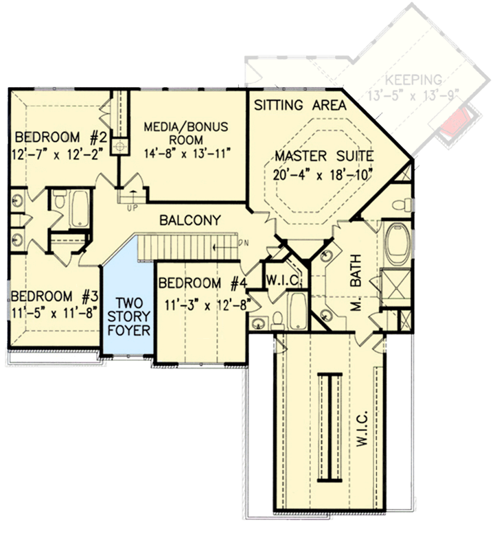 Plan 15798GE: Traditional House Plan with Angled Keeping Room - 3338 Sq Ft - Floor Plan - 2nd Floor - European, Traditional