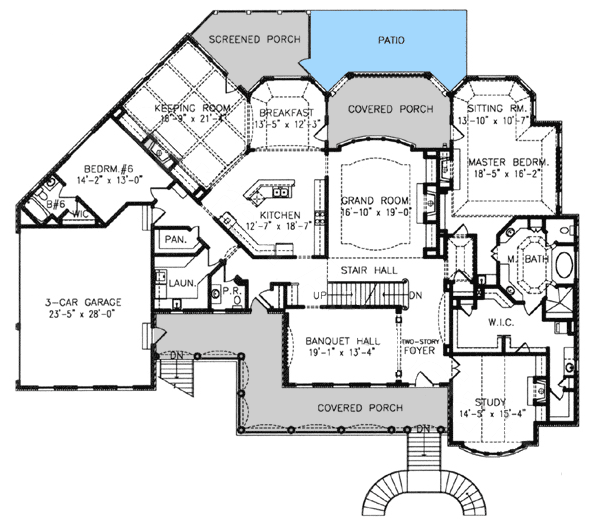 Plan 15799GE: Luxurious Manor Home Plan - Floor Plan - Main Level - European, Traditional