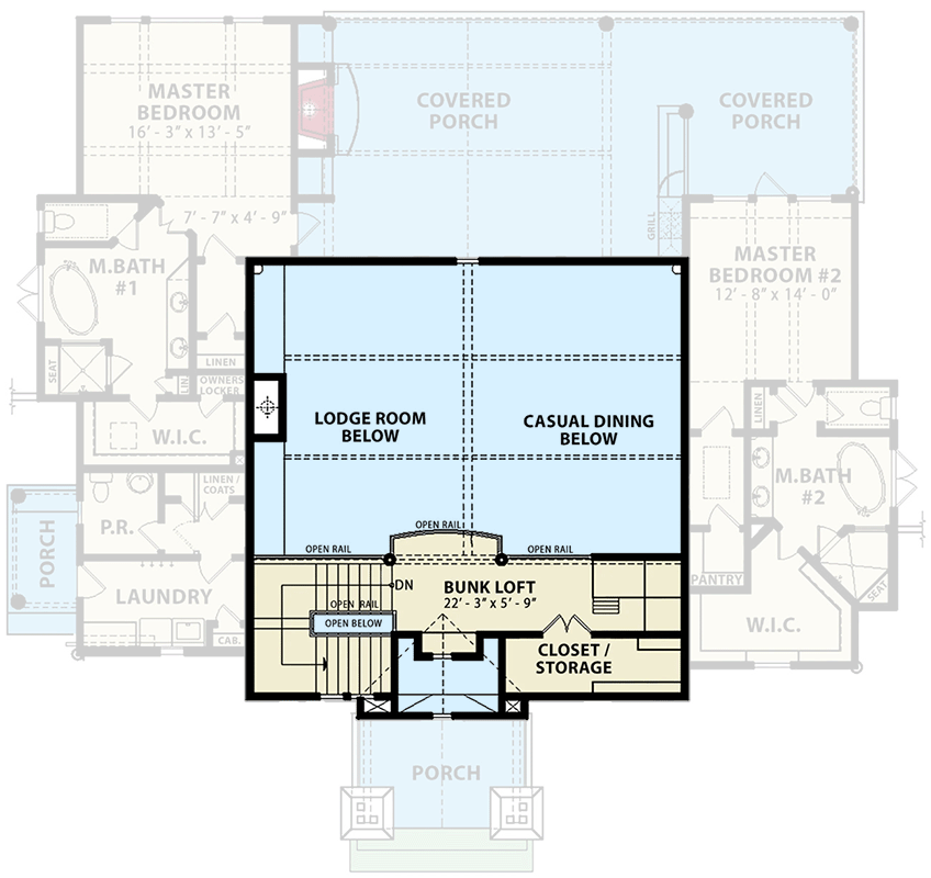 Plan 15801GE: Dual Master Suites Plus Loft - Floor Plan - 2nd Floor - Cottage, Mountain, Rustic