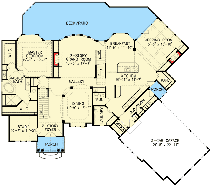 Plan 15803GE: 4 Bedroom Splendor with Options - Floor Plan - Main Level - European, Traditional