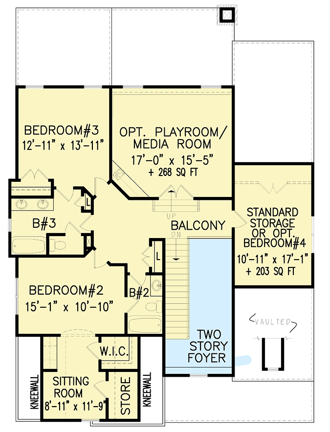 Plan 15804GE: Striking House Plan with Optional Play Room - Floor Plan - 2nd Floor - Cottage, Traditional