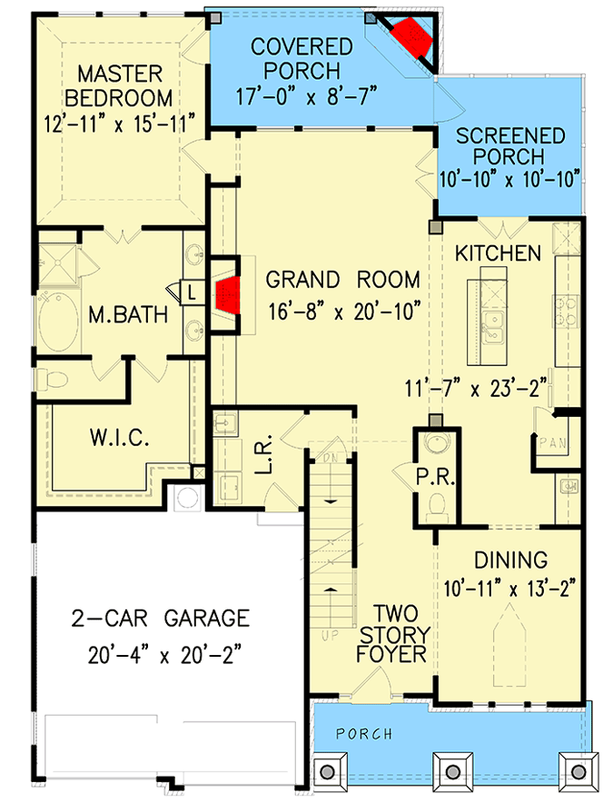 Plan 15805GE: Expandable Country Cottage House Plan with 2-Story Foyer - 2397 Sq Ft - Floor Plan - Main Level - Cottage, Country, Craftsman, European, Farmhouse, Traditional