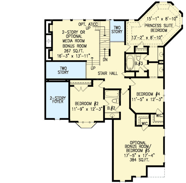 Plan 15816GE: Plenty of Options - Floor Plan - 2nd Floor - European, Traditional