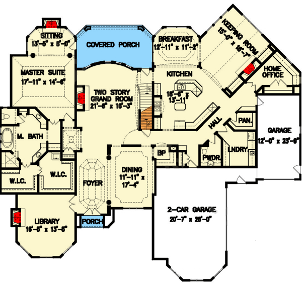 Plan 15817GE: Stately Traditional Home Plan - Floor Plan - Main Level - European, Traditional