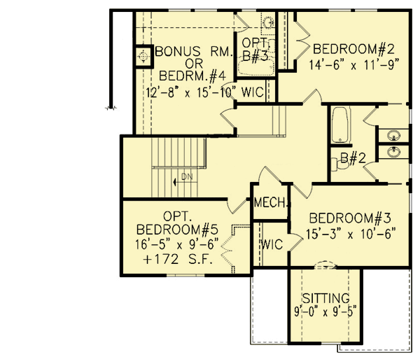 Plan 15822GE: Boost Your Curb Appeal - Floor Plan - 2nd Floor - European, Traditional