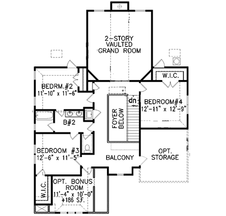 Plan 15824GE: Stone Clad Manor with Options - Floor Plan - 2nd Floor - Cottage, European, Traditional