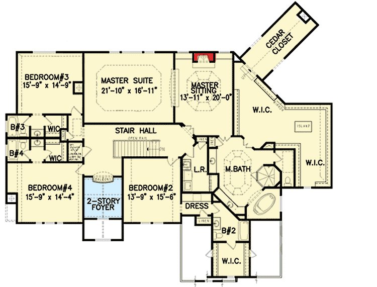 Plan 15829GE: Master Up Masterpiece - Floor Plan - 2nd Floor - European, Mountain, Traditional