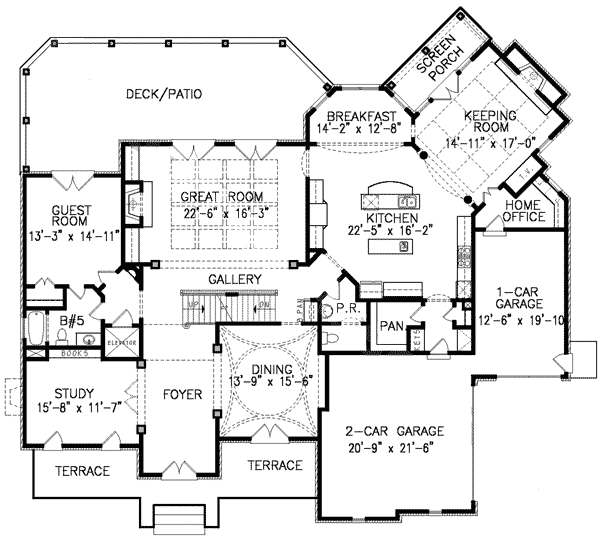 Plan 15835GE: Stunning European Home Plan - Floor Plan - Main Level - European, Traditional