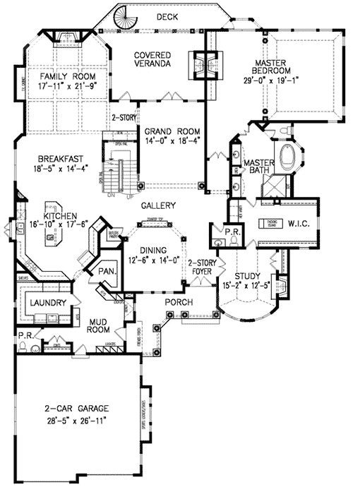 Plan 15842GE: Timber Accented Beauty - Floor Plan - Main Level - European, French Country