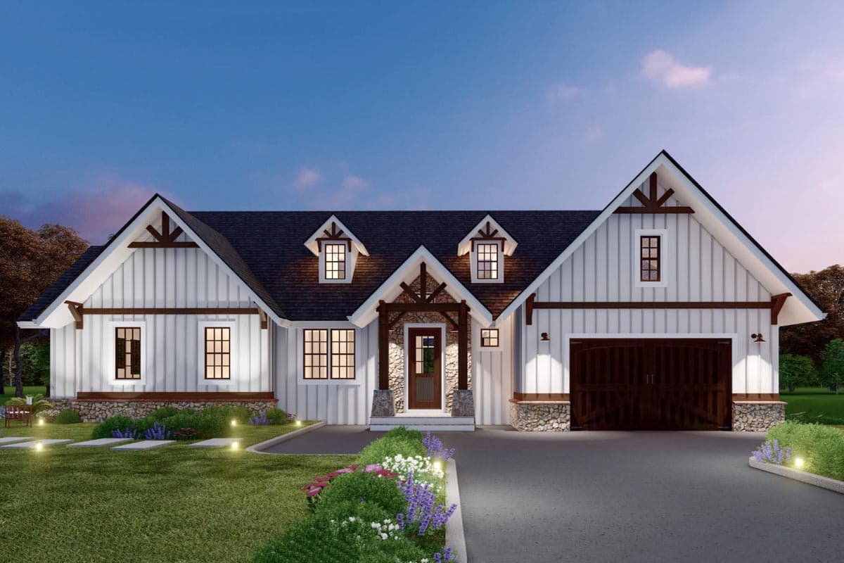 Plan 15853GE: One-Story House Plan with Flex Room and Vaulted Living Room - 1927 Sq Ft - Image #4 - Ranch, Traditional