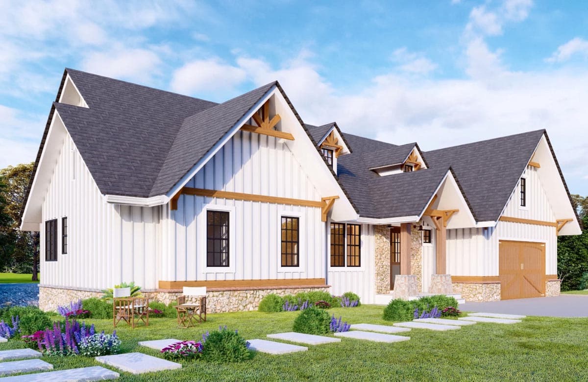 Plan 15853GE: One-Story House Plan with Flex Room and Vaulted Living Room - 1927 Sq Ft - Image #7 - Ranch, Traditional