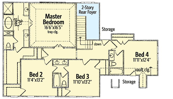 Plan 15856GE: Classic Colonial House Plan With Upstairs Master Suite - Floor Plan - 2nd Floor - Colonial, Traditional