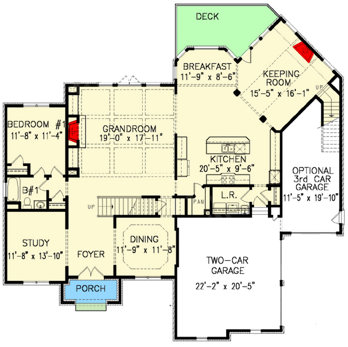 Plan 15862GE: Stunning European with Optional 3rd Garage - Floor Plan - Main Level - European, French Country