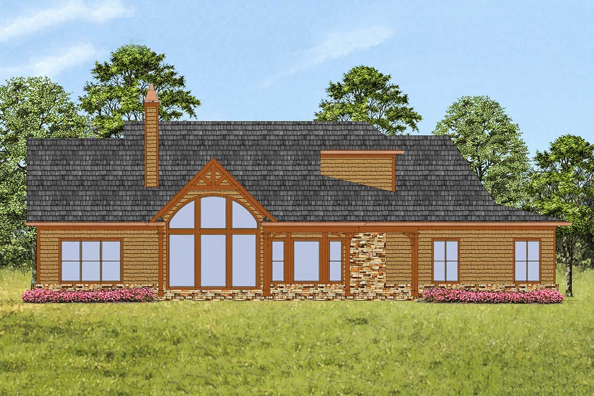 Plan 15884GE: Gabled 3-Bedroom Craftsman Ranch Home Plan with Angled Garage - 1873 Sq Ft - Image #4 - Craftsman, Mountain, Ranch, Rustic