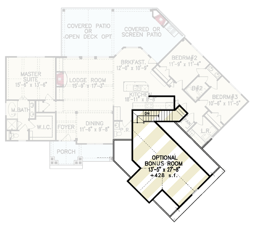 Plan 15887GE: Hip Roof Mountain Craftsman House Plan with 3 Bedrooms  - 1873 Sq Ft - Floor Plan - Bonus Level - Country, Craftsman, Mountain, Ranch, Rustic