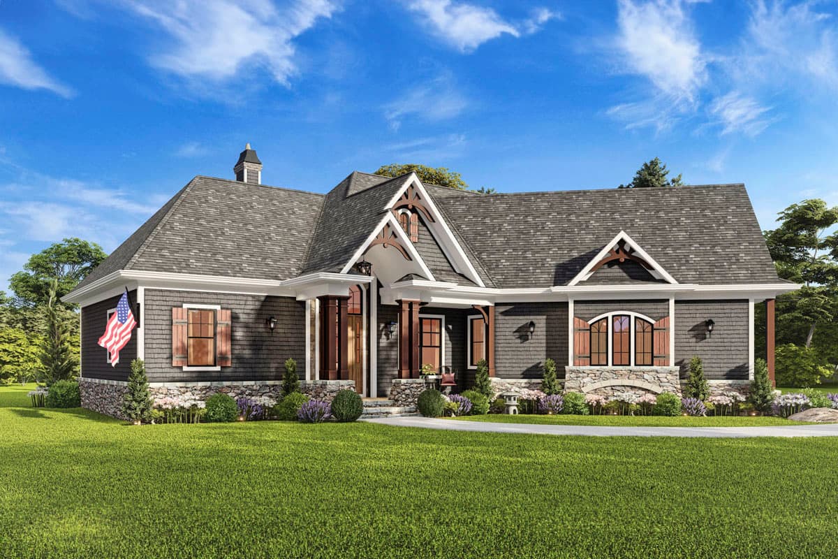 Plan 15887GE: Hip Roof Mountain Craftsman House Plan with 3 Bedrooms  - 1873 Sq Ft - Image #4 - Country, Craftsman, Mountain, Ranch, Rustic