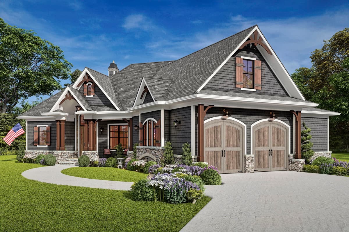 Plan 15887GE: Hip Roof Mountain Craftsman House Plan with 3 Bedrooms  - 1873 Sq Ft - Image #5 - Country, Craftsman, Mountain, Ranch, Rustic