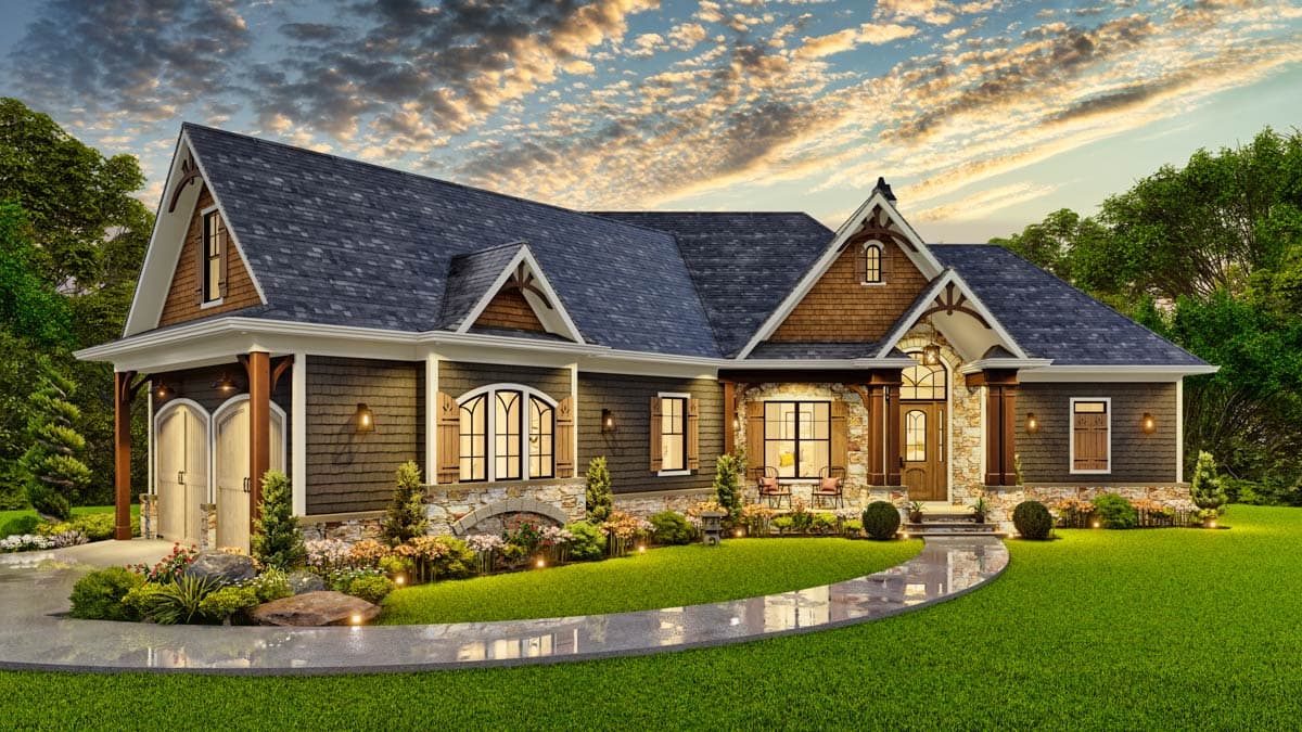 Plan 15888GE: Hip-Roofed Ranch Home Plan - Image #4 - Country, Craftsman, Mountain, Ranch, Rustic