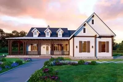 3-Bed Country House Plan with Wraparound Porch - 2069 Sq Ft