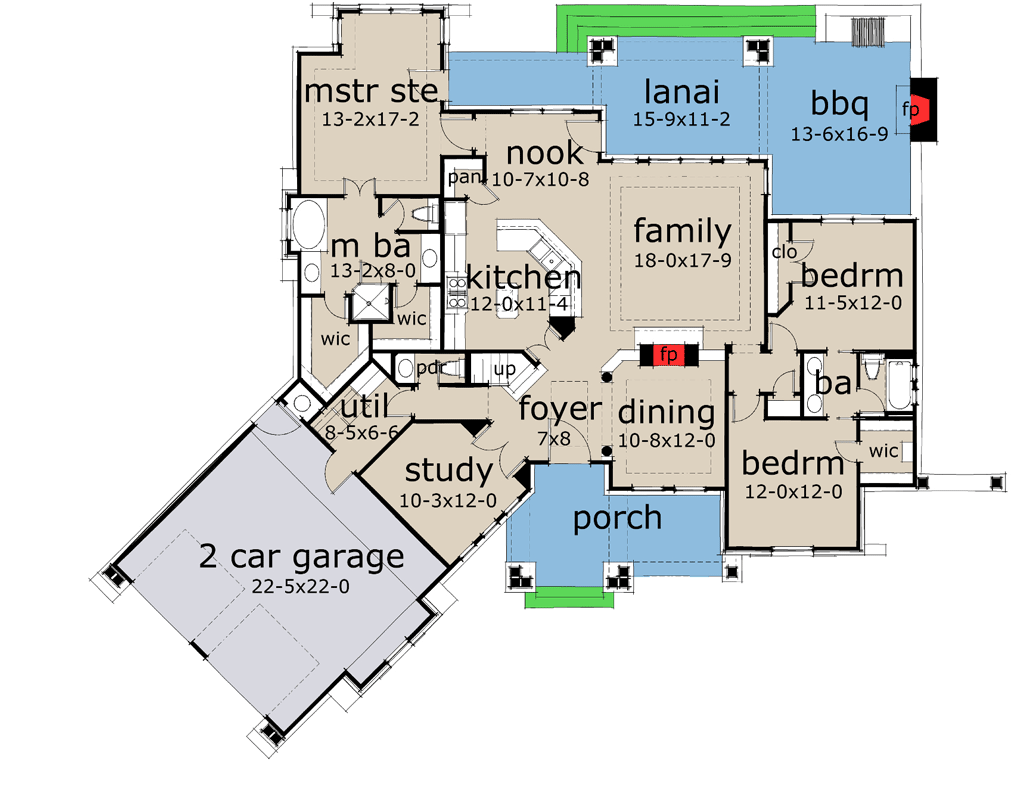Plan 16800WG: Exciting Mountain House Plan Retreat - 2091 Sq Ft - Floor Plan - Main Level - Cottage, Craftsman, Mountain, Ranch, Rustic