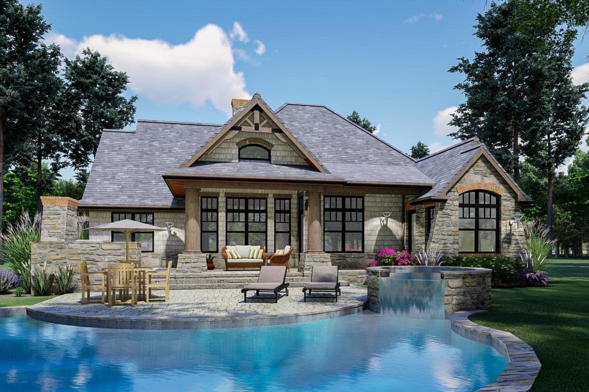 Plan 16801WG: Shingle-and-Stone Craftsman Home Plan with Angled 2-car Garage - 1848 Sq Ft - Image #6 - Craftsman, Mountain, Ranch, Rustic