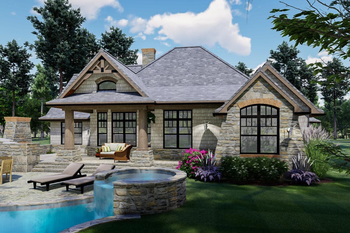 Plan 16801WG: Shingle-and-Stone Craftsman Home Plan with Angled 2-car Garage - 1848 Sq Ft - Image #9 - Craftsman, Mountain, Ranch, Rustic