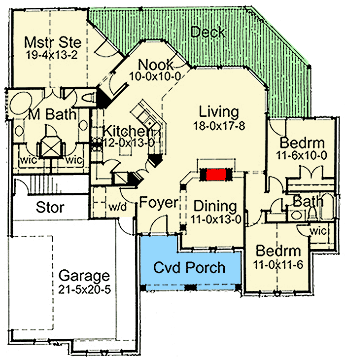 Plan 16802WG: Split Bedroom House Plan with Private Vaulted Master Suite - Floor Plan - Main Level - Cottage, Traditional