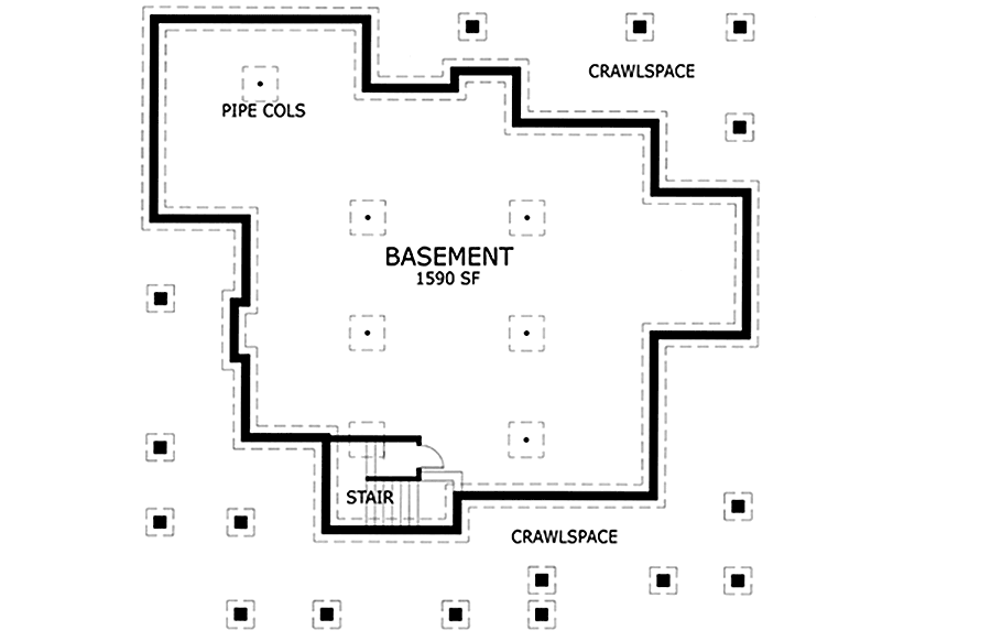 Plan 16804WG: Country Farmhouse with Wrap-around Porch - Floor Plan - Lower Level - Country, Farmhouse, Traditional