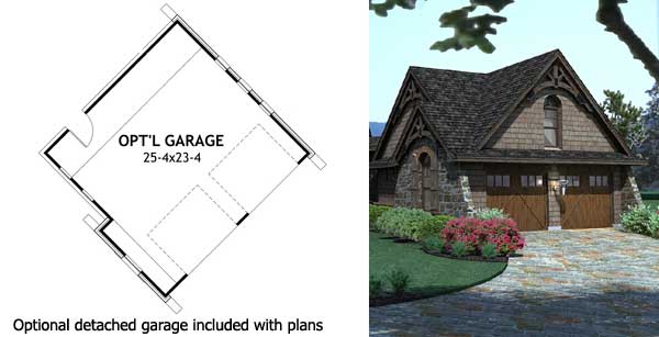 Plan 16807WG: Stone Cottage with Flexible Garage - Floor Plan - Optional Detached Garage - Cottage, European, Mountain, Vacation