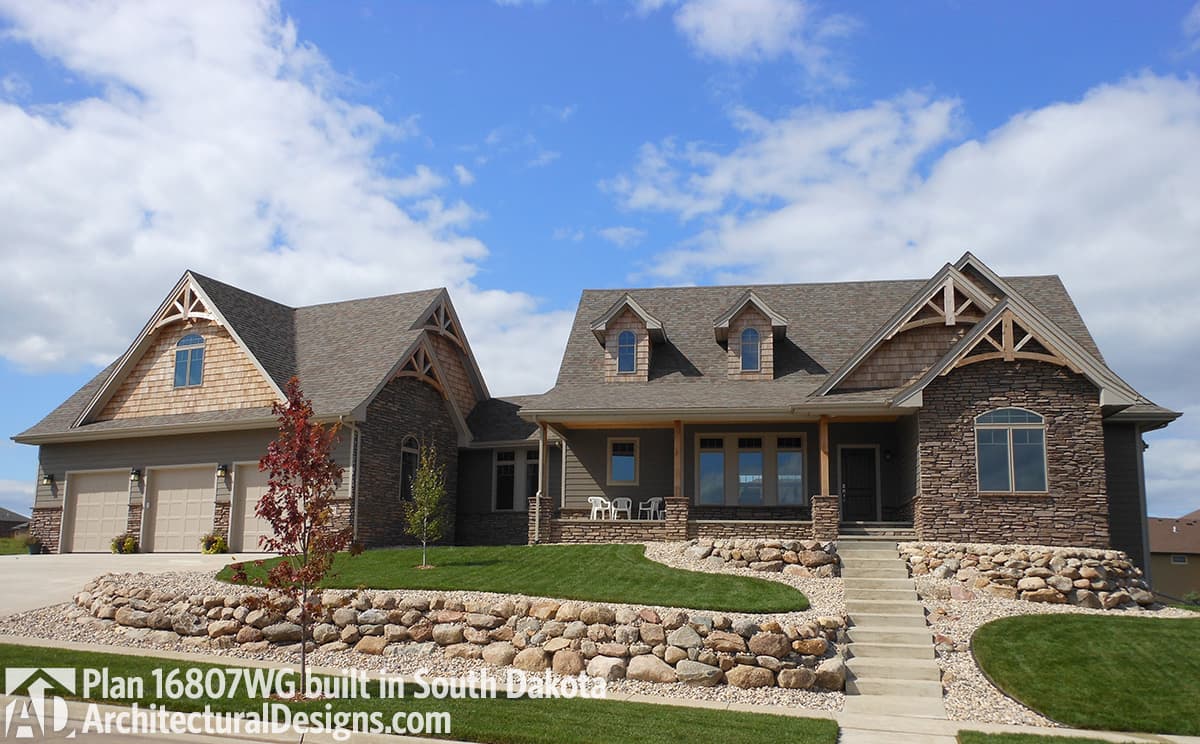 build gallery item - House Plan 16807WG comes to life in South Dakota on a sloping lot