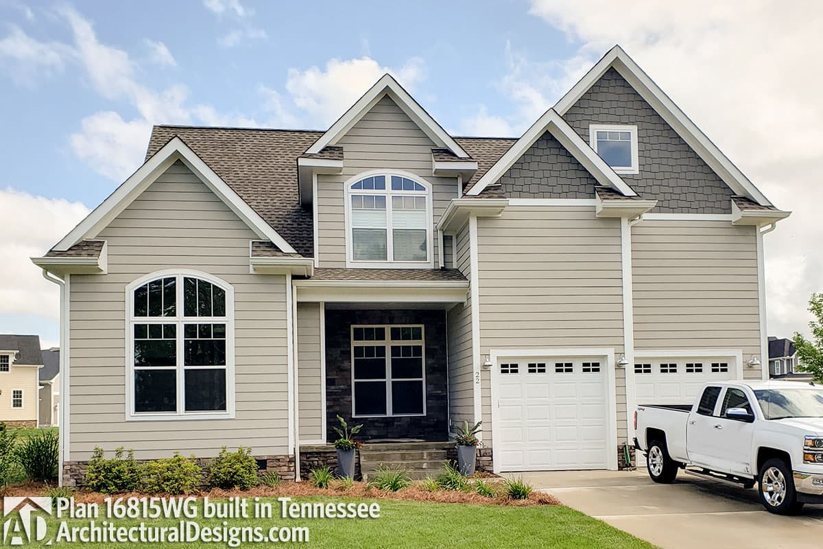 build gallery item - House Plan 16815WG comes to life in Tennessee with an expanded garage
