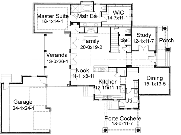 Plan 16816WG: Traditional Home with Porte Cochere - Floor Plan - Main Level - Southern, Traditional