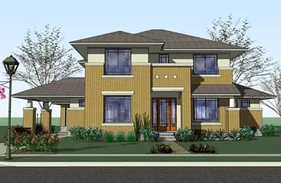 Prairie Style Home With Porte Cochere