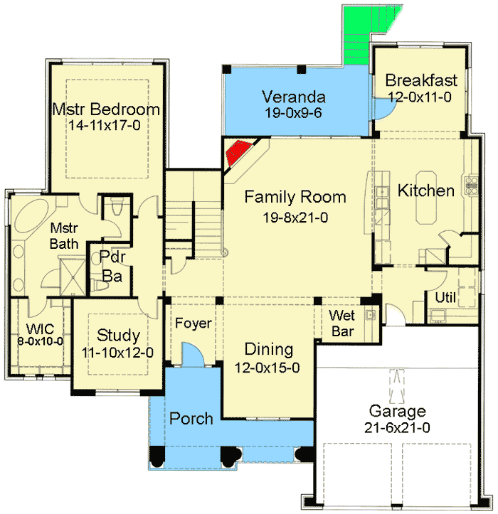 Plan 16840WG: Game Room with Balcony - Floor Plan - Main Level - European, Mediterranean, Spanish