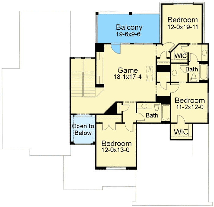 Plan 16840WG: Game Room with Balcony - Floor Plan - 2nd Floor - European, Mediterranean, Spanish