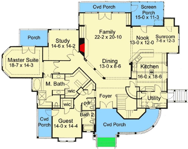 Plan 16844WG: Country Home Plan with Sunroom - Floor Plan - Main Level - Country, Farmhouse