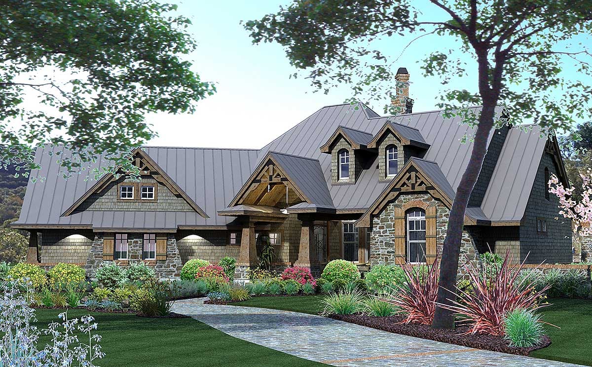 Plan 16850WG: Rugged Craftsman House Plan with Striking Curb Appeal - Image #4 - Craftsman, Mountain, New American, Northwest, Rustic, Vacation