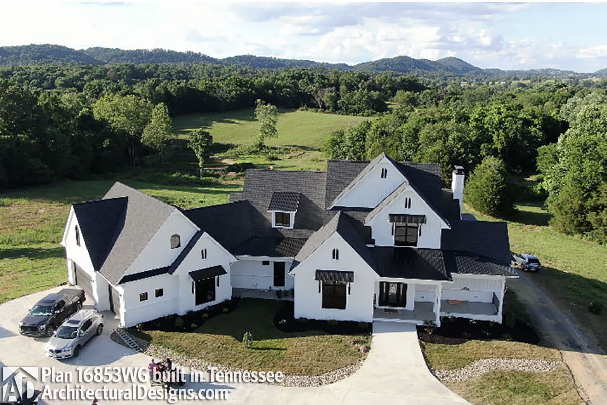 build gallery item - Farmhouse Plan 16853WG comes to life in Tennessee on a walkout basement