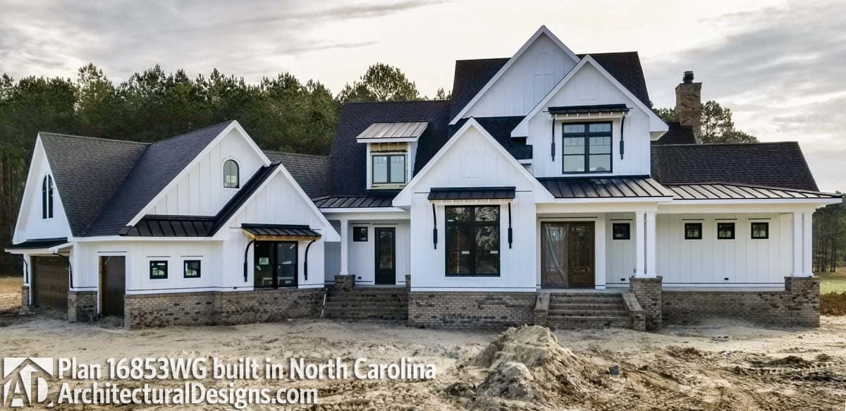 build gallery item - Modern Farmhouse Plan 16853WG comes to life in North Carolina