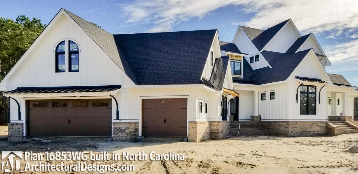 build gallery item - Modern Farmhouse Plan 16853WG comes to life in North Carolina